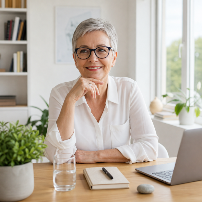 Zodiac Signs and Elements – Editorial Study Photo Mature woman studying astrology at a bright home desk