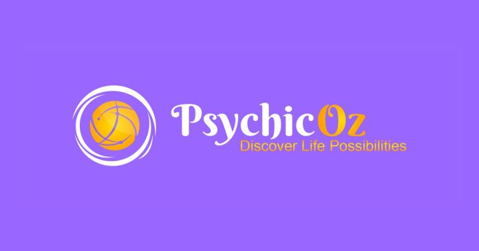 PsychicOz review PsychicOz logo with its Discover Life Possibilities tagline on a purple background.